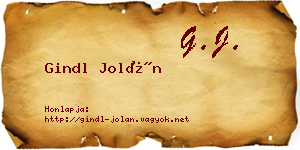 Gindl Jolán névjegykártya