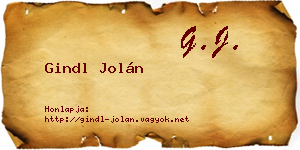 Gindl Jolán névjegykártya